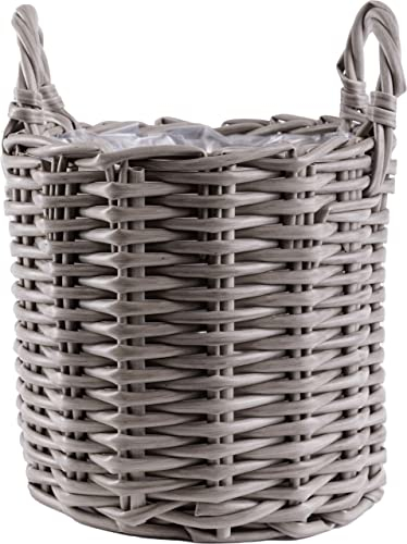 Trend Line Pflanzkorb Blumenkasten Blumentopf Ø 46 x 34 cm Geflochten Grau