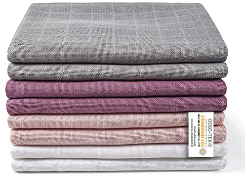 Makian 8 Stück Baby Mullwindeln 80x80 cm Set - Spucktücher/Mulltücher doppelt gewebt, weich aus 100% Baumwolle, OEKO-TEX® Standard 100 geprüft, maschinenwaschbar - Orchidee Grau Weiß
