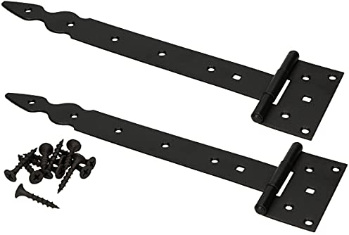 KOTARBAU® 2er Set Kreuzgehänge T-Scharnier Dekorativ Ladenband Pulverbeschichtet Schwarz 300 mm