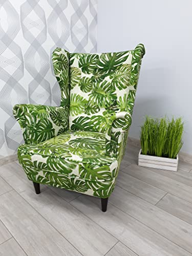 MartHome Einzelsofa Loungesessel mit Fußstütze Wohnzimmersessel, Stoffsessel - Relax Sessel TV Ohrensessel, Bequemer Loungesessel Wohnzimmer - Skandinavischer Sessel (Farnmuster 02)