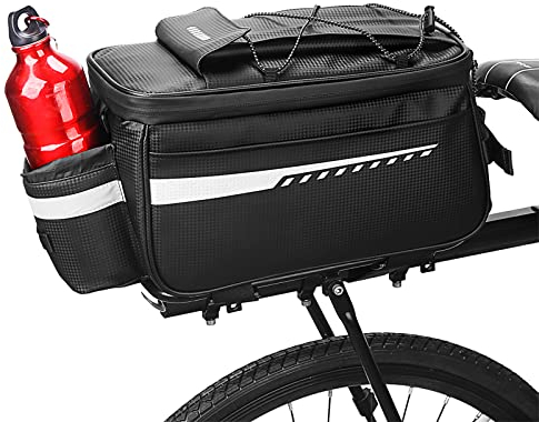 OKYUK Bike Bag, 8L Bike Pannier Bag Waterproof Bicycle Rear Bag Insulated Cycling Trunk Bag Cycle Luggage Carrier Bag Storage Pouch with Shoulder Strap for Keep Drink and Food Temperature, Black