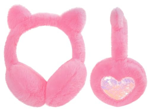 Ohrenschützer Kinder Winter Ohrenwärmer Damen Ohrschützer Mädchen Plüsch Warm Ohrenschutz Kind Warme Ohrschutz Weiche Flauschige Outdoor Ohrwärmer Kälteschutz Winddicht Winterzubehör Frauen Rosa K