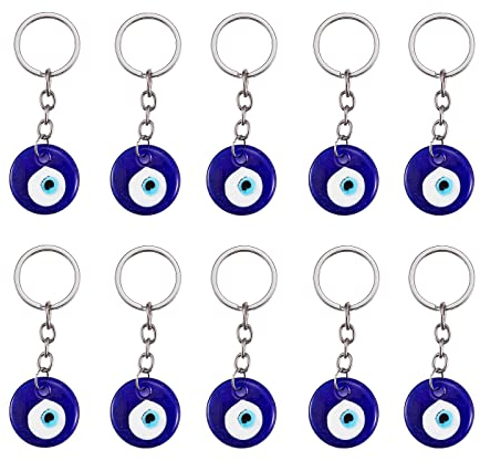 WEWAYSMILE 7 Pcs Hamsa Main Mauvais Œil Perles, Porte-clés Charme Mauvais Œil, Oeil Turc Porte-Clés, pour les Clés de Sac de Voiture Bijoux Suspendus Ornement Cadeau