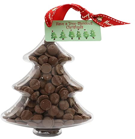 ButtonChocs Christmas Chocolate Tree - Have a Tree-Mendous Christmas. Belgian Milk Chocolate Gift for Christmas.