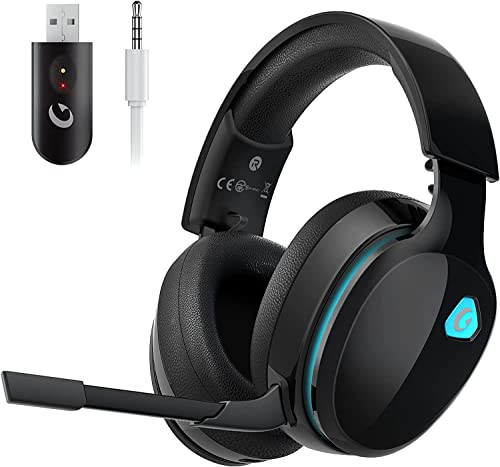Gvyugke 2.4GHz Wireless Gaming Headset for PC, PS5, Mac, Switch, Bluetooth Wireless Gaming Headphones with Detachable Noise Cancelling Microphone, 3.5mm Cable Mode for Xbox Series