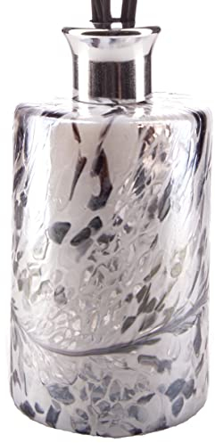 Amelia Art Glass Reed Diffuser Tall Cylinder in White Grey Frosted