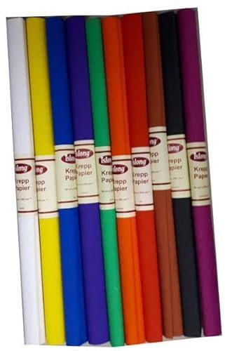 ADINA Krepppapier 10 Rollen 50 x 250 cm sortiert (10 Farben)
