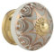 Rasiya Art Cupboard Knobs - Vintage Ceramic Pull Handles for Kitchen Cabinet-Drawer-Wardrobe Home Furniture Hardware - Grey Gold - Pack of 12