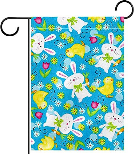 Dekorative Fahnen Ostern-Kaninchen Und Küken Outdoor Flagge Perfekte Feiertage Flags Wind Und Regenfeste Indoor Flagge Décor Für Festival Bauernhof Lawn