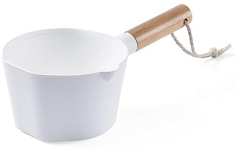 Luxylei Plastic Water Ladle Dipper with Long Wood Handles Water Scoop, Shampoo Ladle Cup, Bath Spoon Home Essential for Kitchen Bathroom Garden