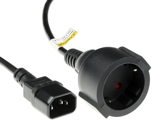ACT C14 auf CEE7/3 Stromkabel 0,6m, C14 Stecker auf CEE7/3 Buchse Netzkabel, für USV/UPS,PDU Kaltgerätestecker – AK5219