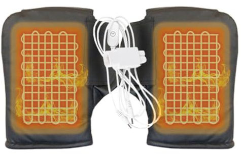 YJZQ USB Moufles Chaud Manchon de Guidon Chauffe Main filaire1.6M Gants Noir Vélo Ville VTT Moto 3 Modes - Température Contrôle 38℃ à 58℃ pour Scooter de 36V~96V