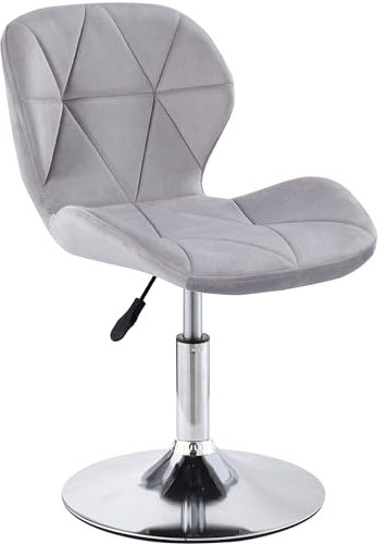 Charles Jacobs Static Swivel Geometric Design Chair with Adjustable Height - Grey Velvet