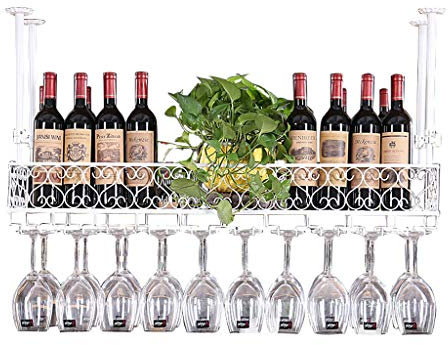 Weinregale im nordischen Stil, Flaschenhalter, Stielgläser, Metall-Eisen-Lagerregale, Dekor, hängendes Champagnerglas-Deckenregal (weiß)