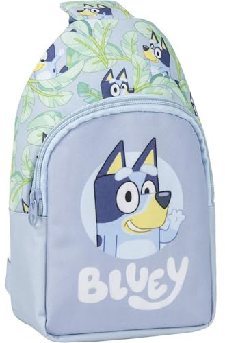 Bluey Schulrucksack - Farbe Blau - 13x23x7cm - Hergestellt aus Polyester-Kinderschultertasche mit verstellbaren Griffen-Hauptfach-entworfen in Spanien