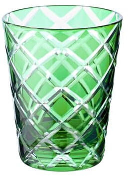 EDZARD Kristallglas Dio 4er-Set (für 230 ml, Höhe 10 cm), grün | handgeschliffen, Überfangtechnik, Teelichthalter, Trinkgläser, Wassergläser, Whiskeygläser, Eiskaffee Gläser
