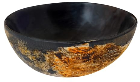 House of Warfare Genuine Horn Bowl 4 Inches Viking Norse Medieval Inspired Feasting Horn Bowl for Serving, Salad, Nuts, Delicatessen