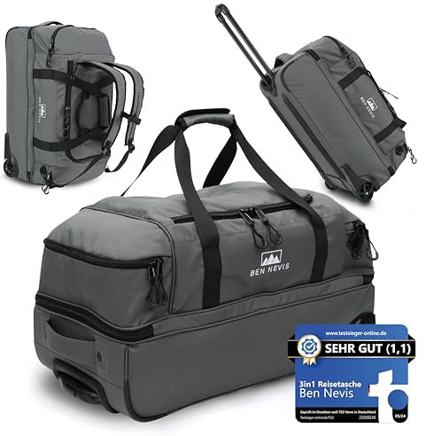 BEN NEVIS Premium 80L 3-in-1 Reisetasche – Nachhaltige, Wasserabweisende Trolley- & Rucksacktasche, Faltbar & Robust, Unisex