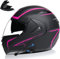 DXDRT Modularer Motorradhelm mit Bluetooth, DOT/ECE Genehmigt Dual Visor Full Face Flip Up Bluetooth Integrierte Motorrad Street Bike Helme für Erwachsene Männer Frauen,Rosa,M 57~58CM