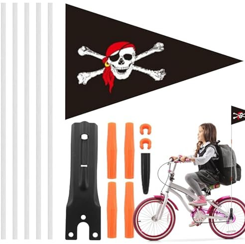 Fahrradfahnen, Go-Kart-Flagge mit Stange | Gut sichtbare Fahrradfahnen mit