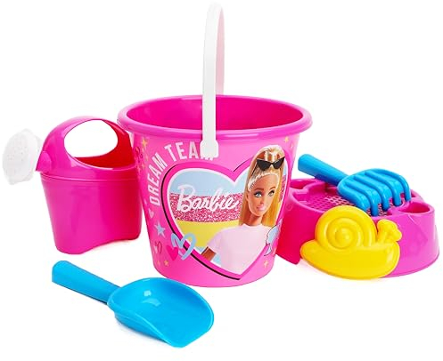 Toyland® Barbie Ensemble de 6 seaux et pelles avec arrosoir - Jeu de Sable et d'eau - Jouets de Plage
