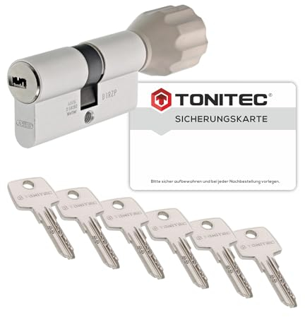 ToniTec Zylinderschloss TEC440 by ABUS Schließzylinder gleichschließend als Knaufzylinder Größe 40/40K (=80mm) mit Codecard