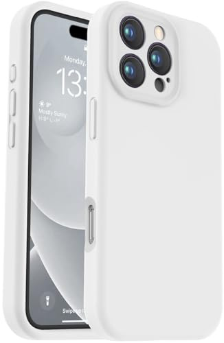 Vooii Compatible with iPhone 16 Pro Max Case, Liquid Silicone Upgrade [Camera Protection] [Fit for Battery Charger Cases] Shockproof Phone Case for iPhone 16 Pro Max 6.9 inch - White