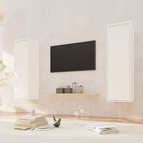 FUDUGEHMIOFWFJJ Wand deko,glasvitrine,kleines wandregal,Wandschränke 2 STK. Weiß 30x30x100 cm Massivholz KieferGeeignet für Bad, Küche, Schlafzimmer