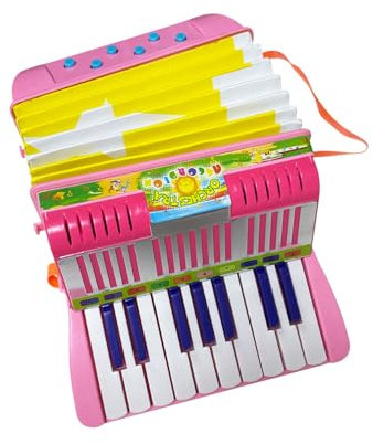 Solinder Akkordeon Mini-Akkordeon mit 17 Tasten und 6 Bässen, ABS-Material mit Schnalle, Musikinstrument für Anfänger, leichtes Knopfakkordeon, Hand-Auge-Koordination, Bühnenauftri