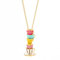Fcnjsao Women's Necklace Colorful Handmade Teacup Pendant Necklace Fashionable Jewelry Teacup Ear Studs Alloy for Women Girl