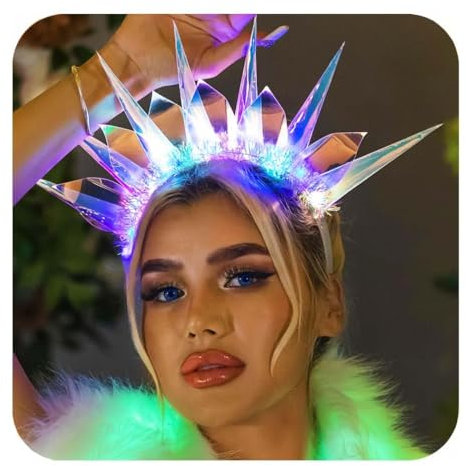 Yeeteesy Leuchtendes Stirnband, Led Haarreif Haarteil, Party Haarschmuck für Damen Halloween, Weihnachten, Party Dekoration Festival Geburtstag Weihnachten Party Hochzeit (Crown, M)