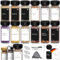 Miorkly Gewürzgläser Eckig Set mit Edelstahl Deckel Schwarz [12x 120ml] Gewürzdosen mit Streueinsatz - Hochwertige Gewürzstreuer, Gewürzbehälter, Gewürze Organizer [10,5cm x 4,3cm]