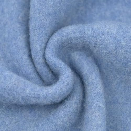 STOFFKONTOR Wollstoff Meterware, kuschelweich, Hell-Blau | 100% reine Schurwolle | Breite ca. 140 cm | Verwendung: Pullovern, Jacken, Mänteln, Kinderkleidung, Baby-Overalls, Decken