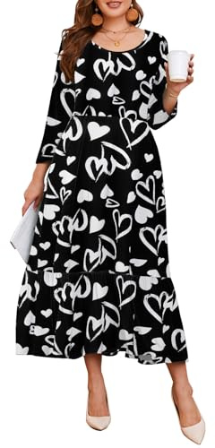 LARACE 3/4-Ärmel, Kleider für Damen, Übergröße, lässig, lang, Maxi, Herbst, Winter, mit Taschen
