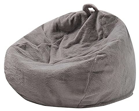 Sofdicht Bean Bag Sitzkissen Sessel Bodenkissen Aufbewahrungstasche (Nur Cover) Premium-Künstliches Kaninchenfell mit Rei?Verschluss Wechselbezug für birnenf?rmigen Sitzsack,Dark Gray