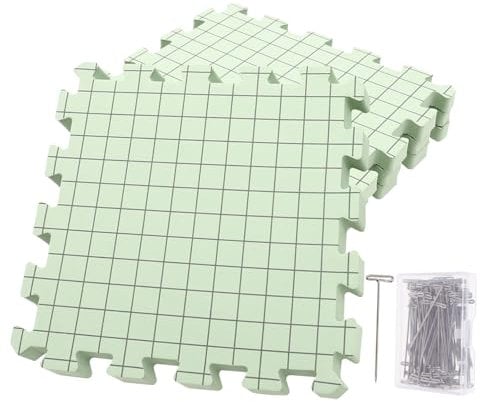 Operitacx Strickblockiermatten Mit Stecknadeln Häkel-spannbrett Aus Schaumstoff Und Edelstahl Praktische Spannmatte Für Stricken Und Handarbeiten Tragbares Multifunktions-spannbrett