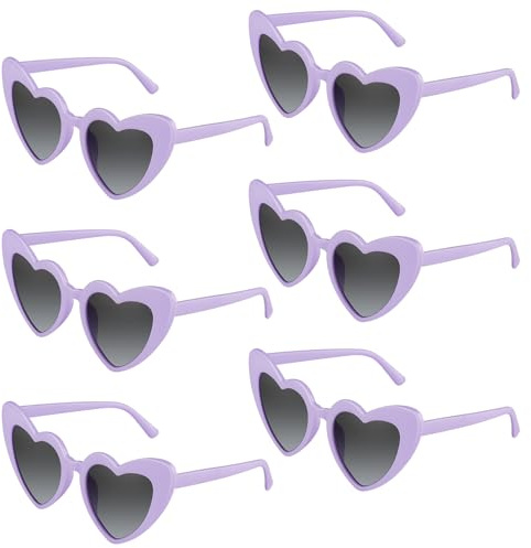 BOUBONI Lot de 6/12/24/48 lunettes de soleil vintage en forme de cœur pour enterrement de vie de jeune fille, fête de mariage
