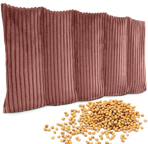 Amilian Körnerkissen 55x20 cm mit 100% Kirschkernen – Wärmekissen & Kältekissen für Mikrowelle, Backofen & Gefrierfach – ideal für Rücken, Schulter, Bauch & Nacken - Herzschimmer