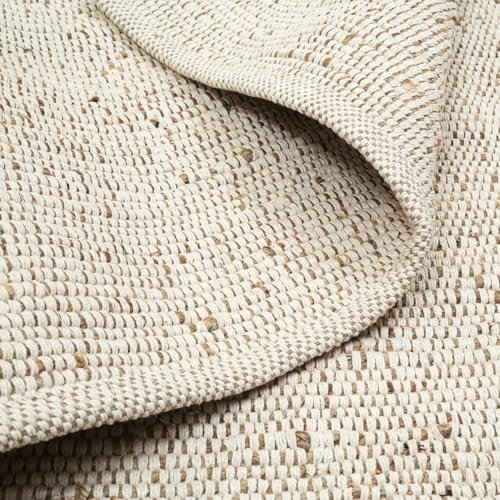 FURNISHFUL FINESSE Braided Jute Cotton Runner Rug, 60x180 cm | Braided Jute Runner, 60x180cm , Reversible Jute Cotton Blend, Natural Fiber Rug, Carpet for Kitchen, Bedroom