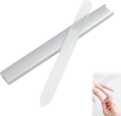 Glass Nail File - Professional Precision Nail File with Protective Hard Case for Natural Nails - Achieve Smooth Finish, Acrylic Nail Files, Toenail File for Thick Nails, Metal Nail Files Set