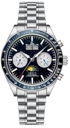 BAOFEILUN Uhren Herren Automatik, Multifunktions-Mechanikuhrwerk - Vollkalender & Tag-Nacht-Anzeige - Edelstahl 316L, Leuchtmasse, Quick Release-Armbandfedern