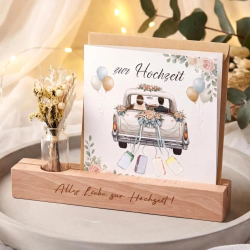 Maitys 4 Set Geldgeschenk Hochzeit Holz Kartenhalter für Brautpaar | Hochzeitskarte, Holz-Kartenhalter, Geldgeschenk mit Umschlägen, Für Brautpaar, Hochzeitsgeschenk Flitterwochen Geschenk