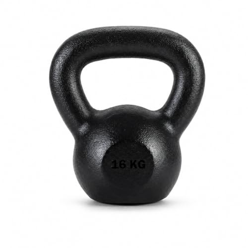 Cast Iron Kettlebell Weight 4kg–20kg – Solid Strength Training Kettlebell with Protective Base, Smooth Grip Handle for Home Gym Fitness, Muscle Building & Full Body Workout