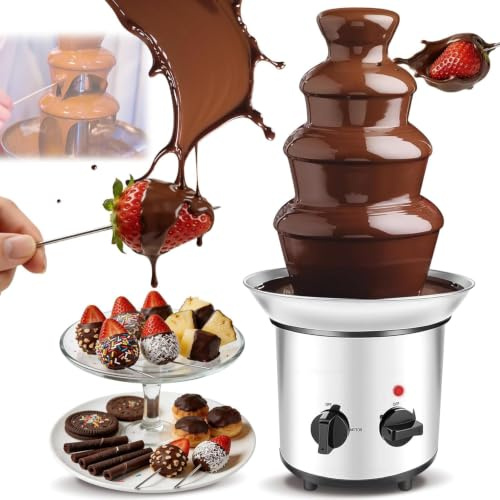 NBYTLT 4 Tier Chocolate Fountain Machine, Stainless Steel 220V Melter | Electric Chocolate Fountain With Stainless Steel Body For Continuous Melting And Flowing Chocolate, Ideal For Party