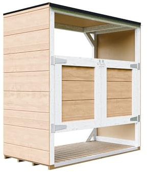 Holzschuppen für den Außenbereich - Garten Mülltonnenbox 2er 240L Aus Wetterfest LP Smartside Holz, Mülltonnenverkleidung mit Türen, Moderne Garten Box Außen – Timbela M980A-HARVEST Honey