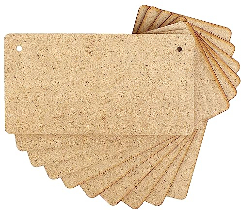 Creative Deco 10 x Carteles Madera Placa MDF Decorativa | 150 x 80 mm | Bordes Redondeados | para Colgar | Ideal para Decorar, Barnizar, Pintar y Decoupage