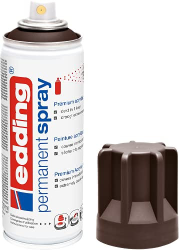edding 5200 spray permanent - chocolat mat - 200 ml - peinture acrylique pour peindre ou décorer verre, métal, bois, céramique, plastique, toile - peinture acrylique en aérosol