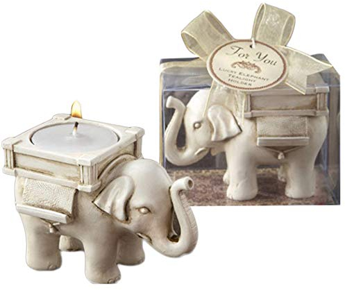 Duftkerzenhalter, Kerzenhalter für Votive Geburtstags-Kerzen, Teelichthalter-Set, 2 Stück, Polyresin, White Elephant, 8.5 * 6 * 5cm(3.35 * 2.36 * 2inch)