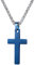 PROSTEEL Kreuzanhänger Edelstahl Christlich Kreuz Halskette Minimalist Unisex Halskette für Männer Frauen Jungen Mädchen, Blau-L