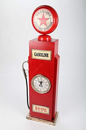 point home Design-Schrank Zapfsäule mit Uhr und Licht, Retro, rot, 110cm